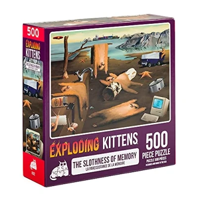 Image of Exploding Kittens Jigsaw Puzzles For Adults Slothness of Memory 500 Piece Family Fun &amp; Game Night