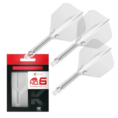 Image of TARGET Darts K Flex Integrated Dart Flight And Shaft, No.6 Clear (Intermediate) Pack Of 3 No 6, Precision Moulded 2 In 1 Flights Stem Professional Accessories