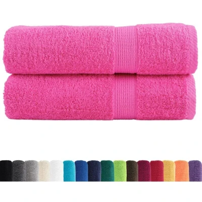 Image of vidaXL Premium Hand Towels SOLUND 2 pcs Pink 50x100 cm 600 gsm