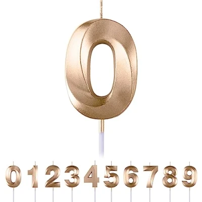Image of 0th Birthday Number Candles,3D Champagne Candle,Number 0 Candle for Party Cake Topper Decorations Boys Girls Anniversary Supplies