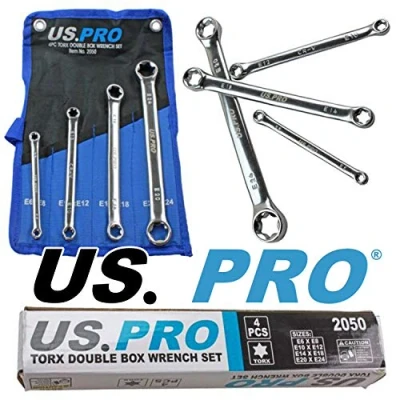 Image of US PRO Tools 4pc Double E Torx/Female Tox Star Wrench Spanner Set E6 E24 2050
