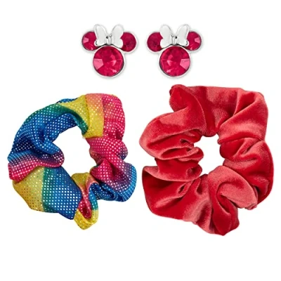 Image of DISNEY Minnie Mouse Pink, Blue &amp; Yellow 2 Piece Scrunchie Earring Set VS700796L.PH