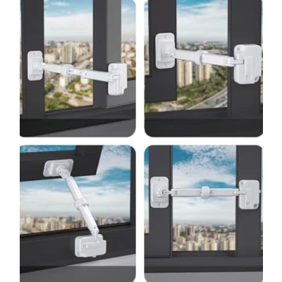 Image of Cispree 2Pack Window Child Safety Lock No Drilling,for UPVC,Wooden, Metal, Aluminum Frames, Sash Restrictors Stopper Self Adhesive, Easy Install (White)