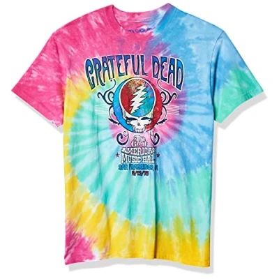 Image of Liquid Blue Men&#039;s Grateful Dead Amer Music Hall Spiral Tie Dye T Shirt, Multi Dye, Medium