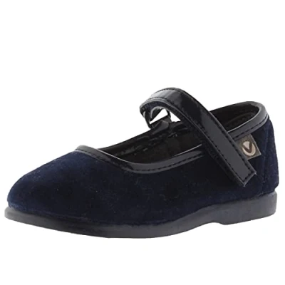 Image of victoria Alba Velvet Mary Janes &amp; Strap Matching Sole 102752 for Girls Marino 18