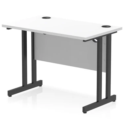 Image of Impulse 1000 x 600mm Straight Desk White Top Black Cantilever Leg