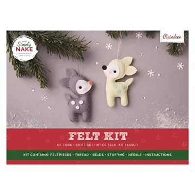 Image of Simply Make Felt Reindeer Craft Kit Pack Of 2, Christmas Accessories, Ideal For Beginner And Experienced Crafters, Great Fabric Set Gift, Adult Older Kids