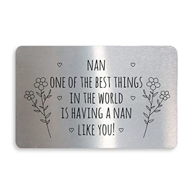 Image of Gift For Nan Birthday Mothers Day Metal Card Thank You From Grandchildren Keepsake