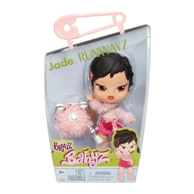 Image of Bratz Babyz Runwayz Doll Jade 1 Collectible Fashion with Stylish Outfit, Cute Baby a Necklace That Doubles as Keychain Kids Toy Great for Ages 6 and Older