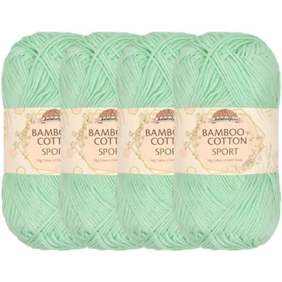 Image of JubileeYarn Bamboo Cotton Sport 4 Ply Yarn 50g/Skein Green Mint Skeins
