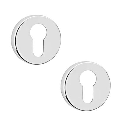 Image of Decoranddecor Pair of Euro Escutcheon Cover Key Rose (Pair Cover, Polished Chrome)