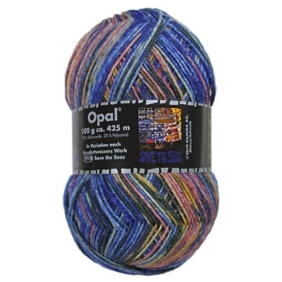 Image of Frida&#039;s Wollhaus Opal 100 g Hundertwasser Sock Wool, 4 Ply Stockings, Knitting Socks, 24 Colours (3207 Save the Seas)