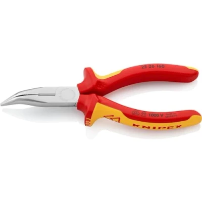 Image of Knipex Snipe Nose Side Cutting Pliers (Radio Pliers) chrome plated, insulated with multi component grips, VDE tested 160 mm 25 26