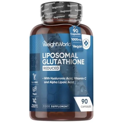 Image of WeightWorld L Glutathione Supplement 1000mg 90 Capsules Reduced Liposomal Vegan with Vitamin C, Hyaluronic Acid &amp; Alpha Lipoic