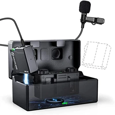Image of Hollyland Lark 150 Wireless Lavalier Microphone 2.4G Dual Channel Lapel mic with Charging Case,2&amp;20g Transmitters 5ms Latency &amp;100m DSP Cameras iPhone Mixer PC for Video Makers (Solo Kit)