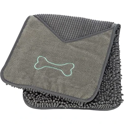 Image of Trixie Towel With Mitt Pockets, Microfibre, 78 x 32 cm,Grey