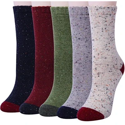 Image of YSense Snug 5 Pairs Womens Socks Wool Thermal Warm Knitting Ladies for Winter