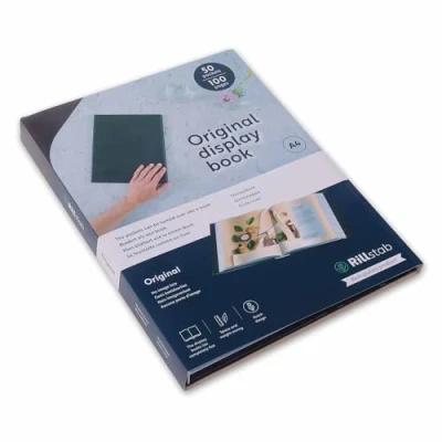 Image of Rillstab Original Display Book (50 Transparent/Clear Pockets) A4 Front Page Ring Binder Portfolio &amp; Project Presentation Folder for Meetings Conferences Poly Clear Pocket Black 99454