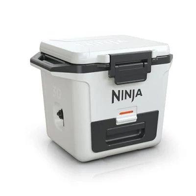 Image of Ninja FrostVault Hard Cooler 30qt/28L, Premium Heavy Duty Insulated Cool Box, Keeps Ice for up to 5 Days, with Dry Zone integrated Fridge Temp Storage Drawer, Fits 48 Cans, Cloud White
