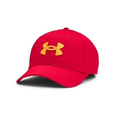 Image of Under Armour Men&#039;s Blitzing Stretch Fit Cap Hat, (603) Red/Steeltown Gold, S M