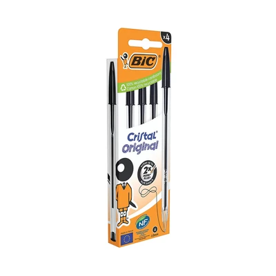 Image of Bic Cristal Ballpoint Pen Medium Black (Pack of 4) 516335