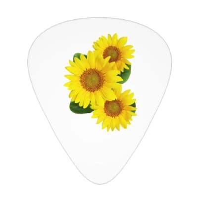 Image of Yifhdes Sunflower Guitar Picks 12 Pack For Acoustic Accessories 3 Thickness Plectrums Thin/Medium/Heavy Players