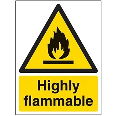 Image of VSafety Highly Flammable Warning Sign Portrait 150mm x 200mm 1mm Rigid Plastic