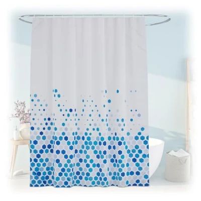 Image of Relaxdays Shower Curtain, Spotted Design, 180 x 200 cm, Mould Resistant, Washable, 12 Rings, for Bathtub, Multicoloured, Polyester