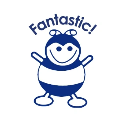 Image of SuperStickers Fantastic Bee Pre Inked Stamper Blue with &#039;Fantastic&#039; Message