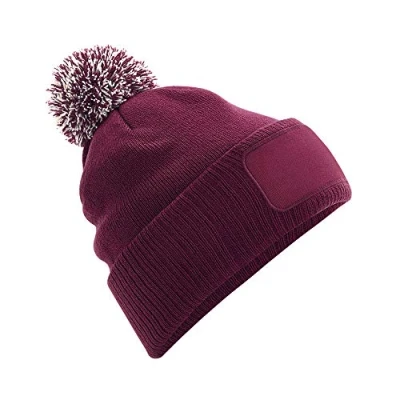 Image of Beechfield Snowstar® Patch Beanie Elegant Design Burgundy/Off White