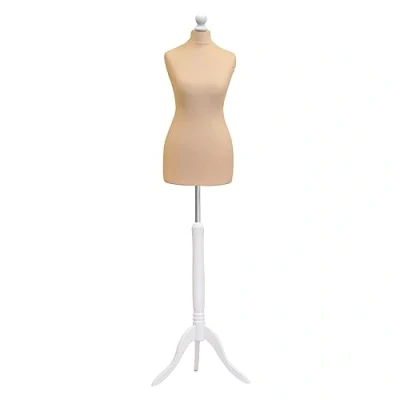 Image of Tailors Dummy Size 14/16 Female Dressmakers Fashion Mannequin Students Cream With White Stand