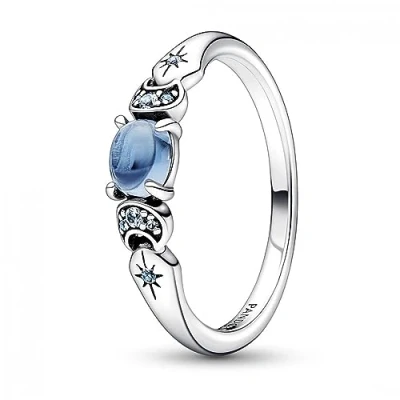 Image of Pandora Disney Aladdin Jasmine sterling silver ring with icy blue crystal and moonlight crystal, 50