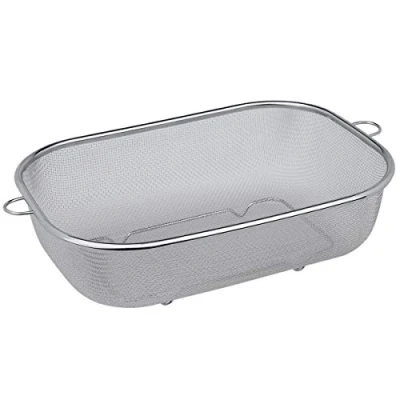 Image of MGE Stainless Steel Colander with Handle Metal Perforated Strainer for Kitchen Pasta/Vegetable/Rice/Fruit/Food Micro Clean and Drain 30 x 21 9 cm
