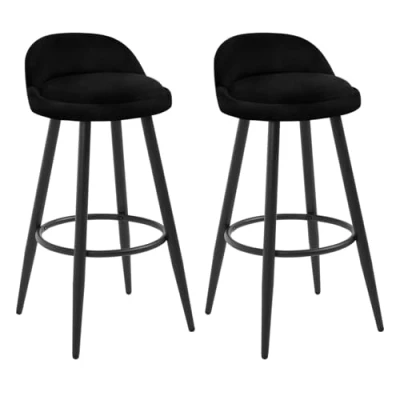 Image of WOLTU Bar Stools Set of 2 Dark Green Velvet Seat Chairs Breakfast Kitchen Counter Islands Metal Legs Barstools High BH296dgn UK