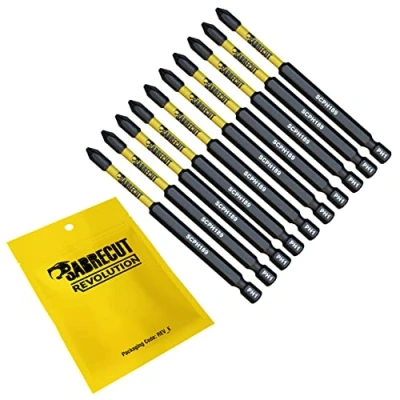 Image of 10 x SabreCut SCPH189_10 89mm PH1 Magnetic Impact Screwdriver Driver Bits Set Phillips Heavy Duty Compatible with Dewalt Milwaukee Bosch Makita and More