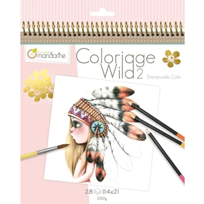 Image of Avenue Mandarine Ref GY068C Coloriage Wild No. 2 Adult Colouring Book Featuring Artwork from Emmanuelle Colin 20cm x 20cm, 28 Sheets, 14 Designs, 250gsm Drawing Paper