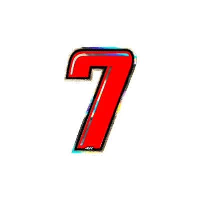 Image of Holographic Racing Number 7, Slim, Red, 10 x 6.5 cm