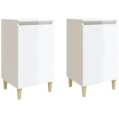 Image of vidaXL Bedside Cabinets 2 pcs High Gloss White 40x35x70 cm Engineered Wood