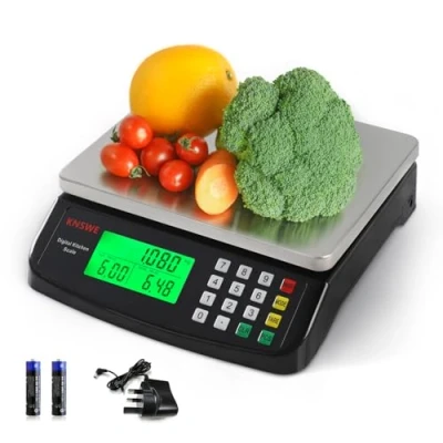 Image of KNSWE Large Digital Kitchen Scale Black 40KG/88LB Weighing Food for Baking Bread Cooking Meat Tare Function Stainless Steel Accurate Electric Counting Parts with Widescreen LCD