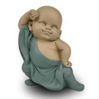 Image of Zen Light Statue, Resin, Green and Beige, H 13