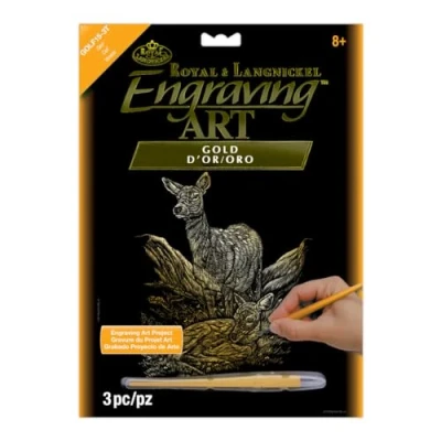 Image of Royal &amp; Langnickel Gold Engraving Art A4 Size Deer Designed Painting Set