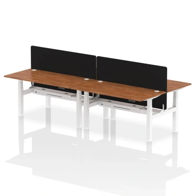 Image of Air B2B 1600x800mm Adjustable 4P Bench Desk CP Walnut/White + Screen