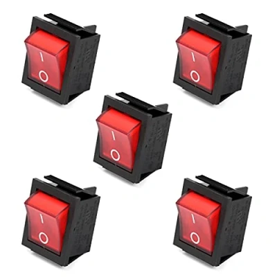 Image of Ruimou 5Pcs AC 16A/250V 16A/125V Boat Rocker Switches, DPST 4Pin 2 Position with Red Light Switch