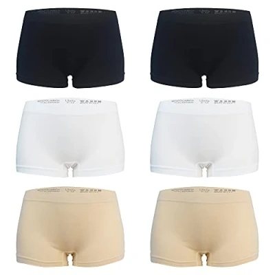 Image of Libella Women&#039;s Briefs in Low Waist (Pack of 6) Seamless Underpants Microfiber 3908 Black White Skin L/XL