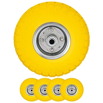 Image of Bond Hardware 10&quot; Yellow Sack Truck Hand Trolley Cart Wheelbarrow Solid Rubber Wheel Tyre Tires (Pack of 4)