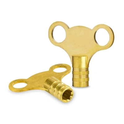 Image of 2 Brass Radiator Keys Rad Bleed Vent Air Lock Key Plumbers Valve