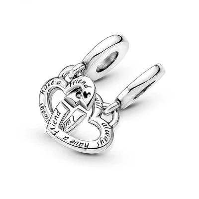 Image of Pandora Linked Sister Hearts Split Dangle Charm 799538C01