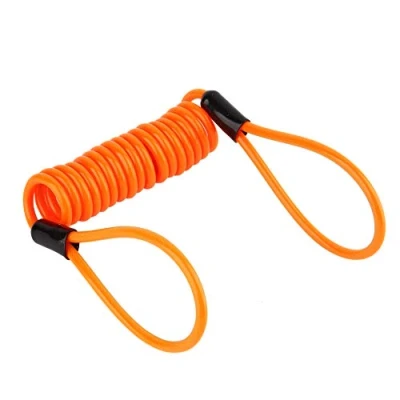 Image of Anti Theft Spring Reminder Rope, Motorcycle Bike Alarm Disc Lock Antitheft Security Cable Tight Orange
