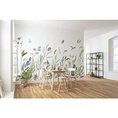 Image of Komar X7 1042 Non Woven Breeze Size: 350 x 250 cm 7 Panels Width 50 Flower Meadow Wallpaper Decoration Wall Mural Covering Design Photo Blue Green White