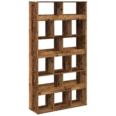 Image of vidaXL Bookcase Old Wood 15 Compartment Freestanding Bookshelf/Storage Unit 100x33x187.5 cm Engineered for Living Room